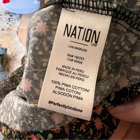 NATION LTD Paisley Pintuck Crop Button Front Blouse Shirt Pima Cotton Sz Small - Image 7