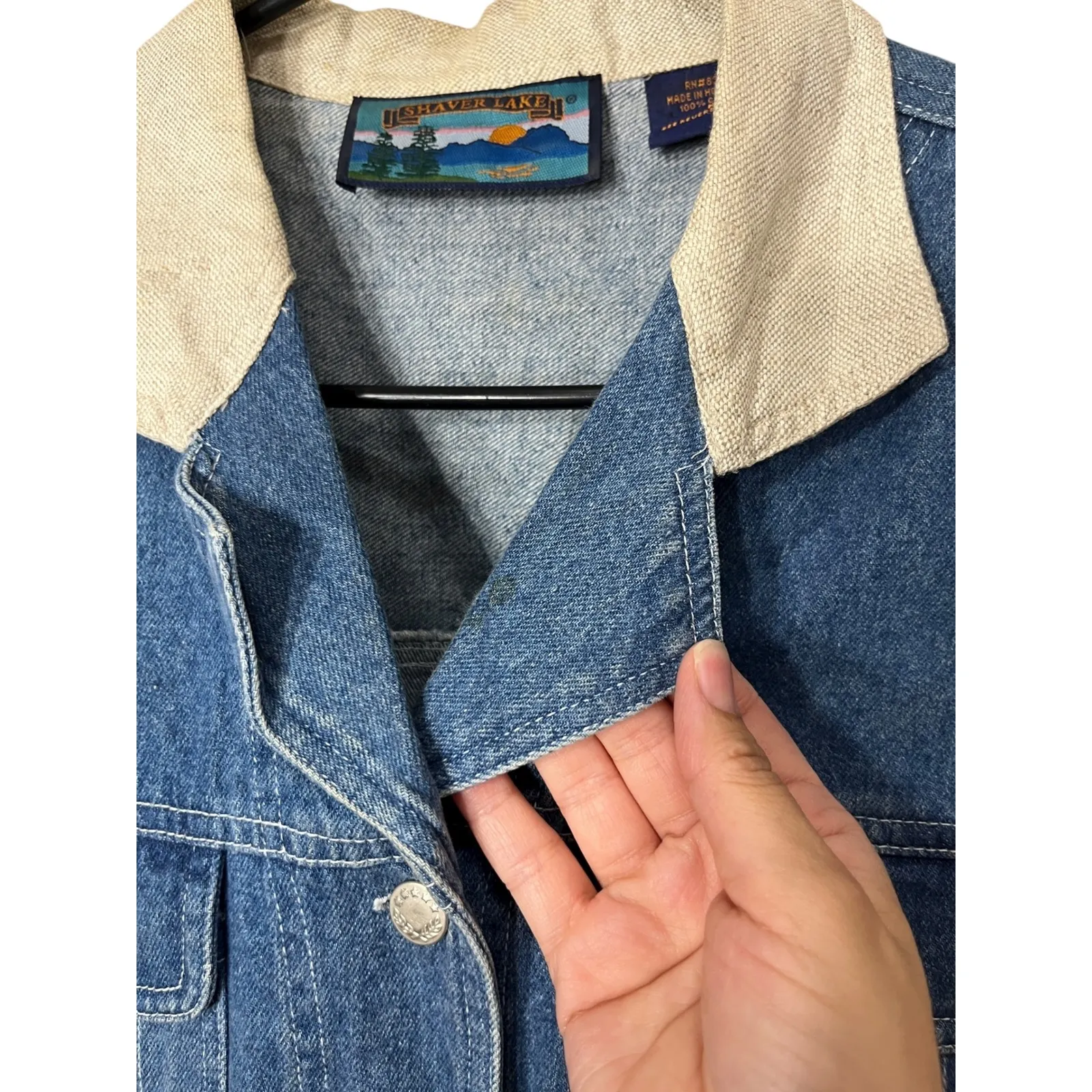 Vintage Shaver Lake Denim Vest with Collar Size M Blue Cotton‎ Sleeveless Size M - Image 8