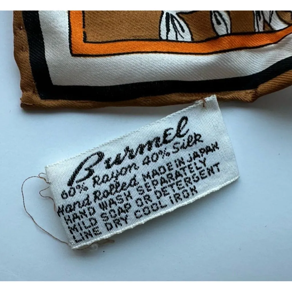 BURMEL Leopard Animal Print Silk Rayon Blend Scarf Brown Orange 60s 70s Vintage - Image 6