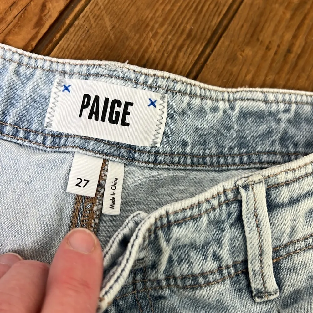 Women’s Paige pleated baggy denim high rise jeans side pocket size 27 - Image 5