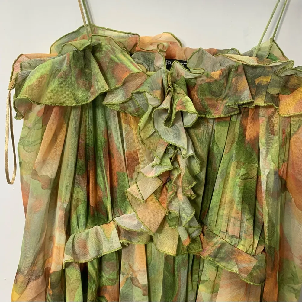 ZARA NEW OFF SHOULDER FLORAL MINI DRESS SZ M - Image 9