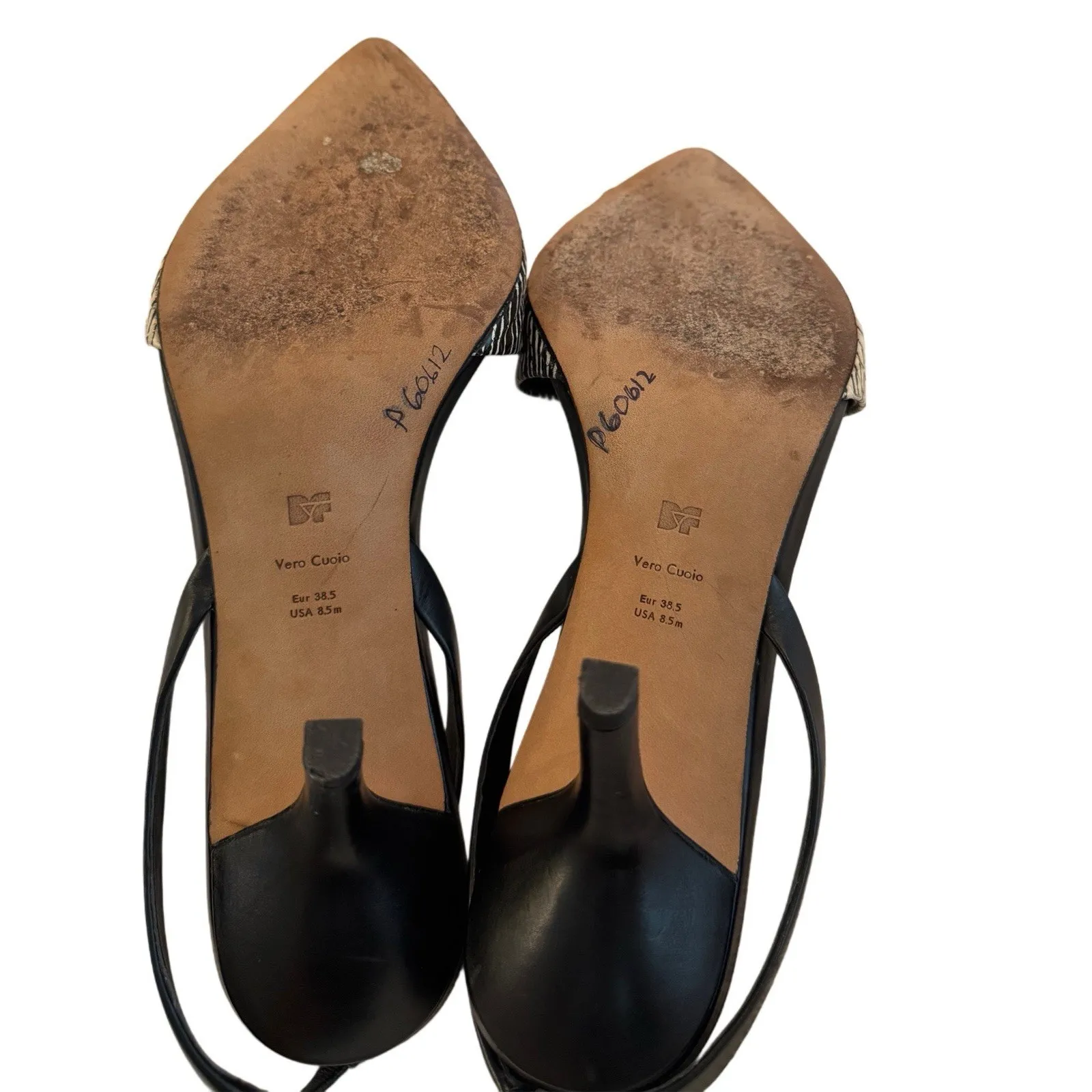 Diane von Furstenberg Mortelle Leather‎ Slingback Heels Snake Effect 8.5 - Image 7