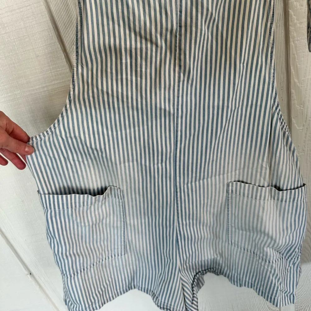 Aerie 100% Cotton Striped Overall Shorts - Image 2