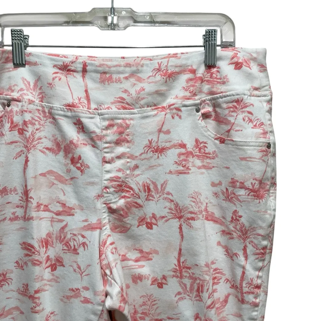 Belle By Kim Gravel Palm Print Capri Pants Pink White Women’s Plus Size 18W - Image 3