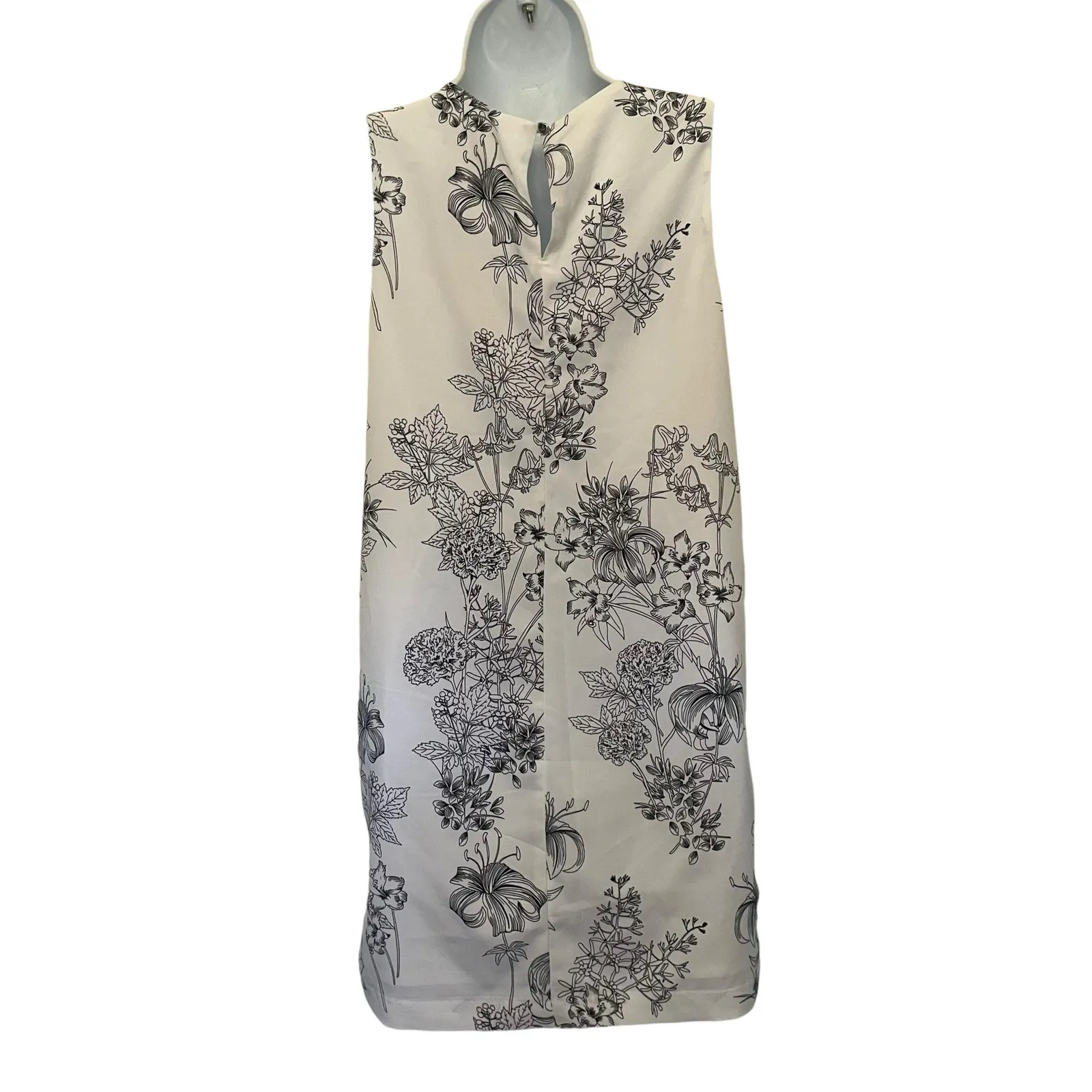 Banana Republic Shift Dress Sz 4P Monochrome Office Botanical Pleated Minimalist - Image 7