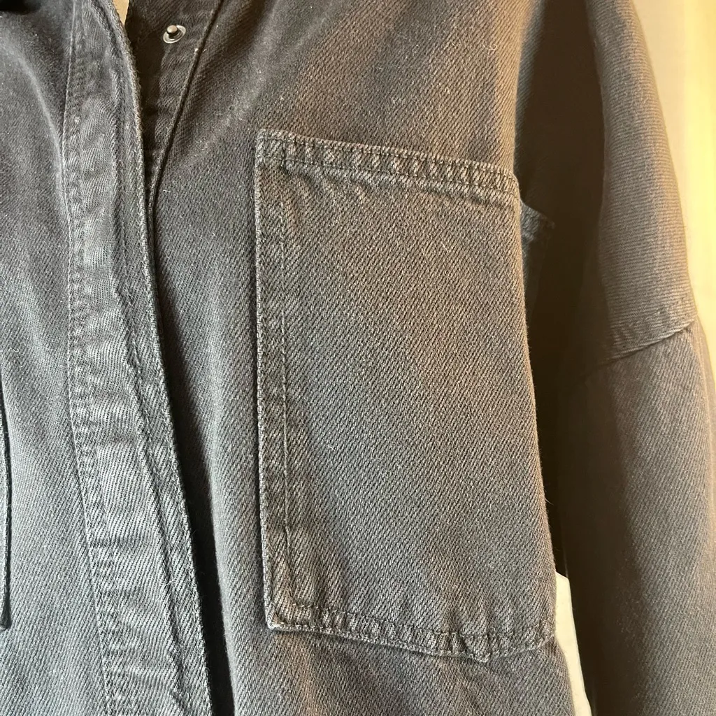 Zara Black Denim Jacket - Image 3