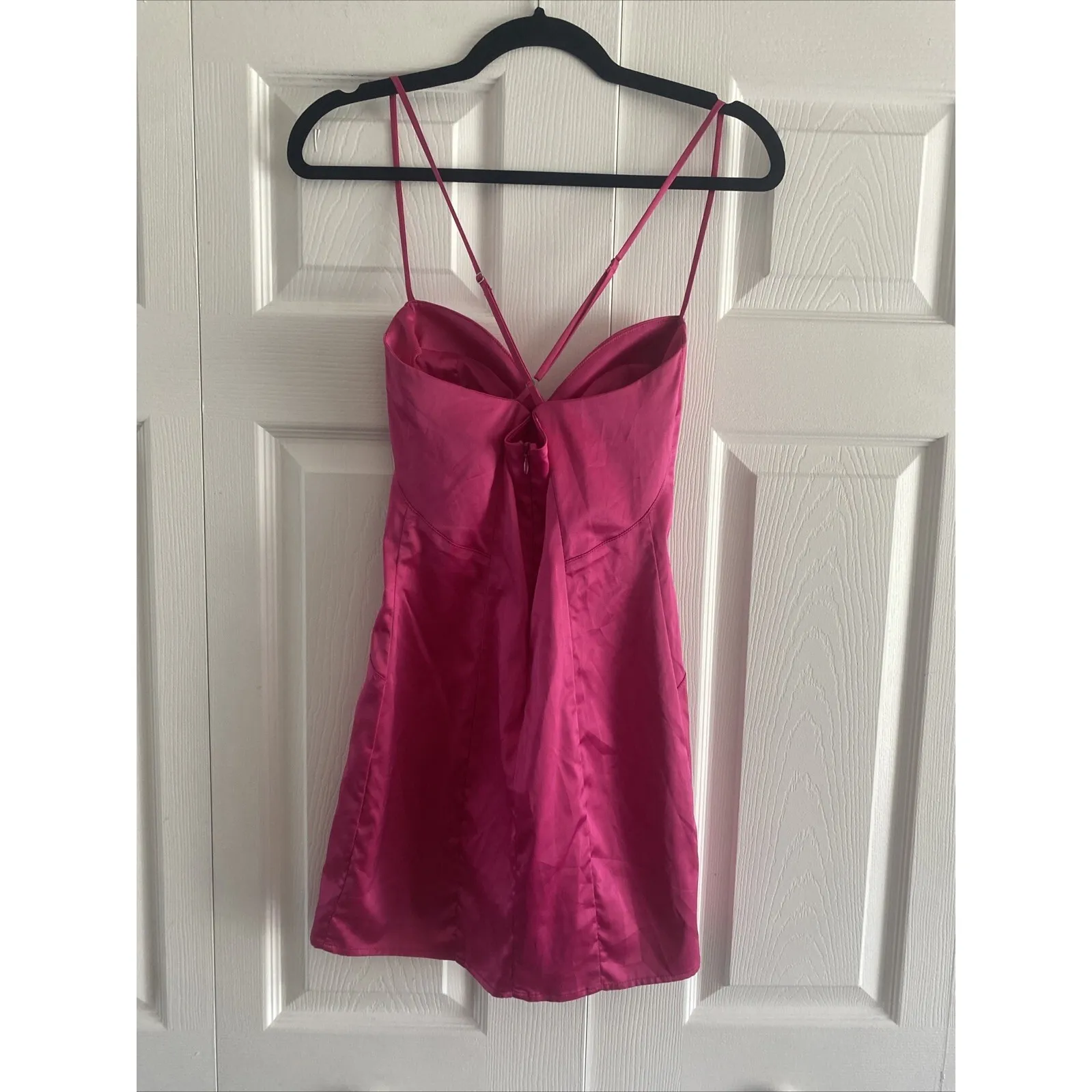 Rubber Ducky Productions Women's Small Pink Satin Babydoll Mini Dress Event Glam - Image 5