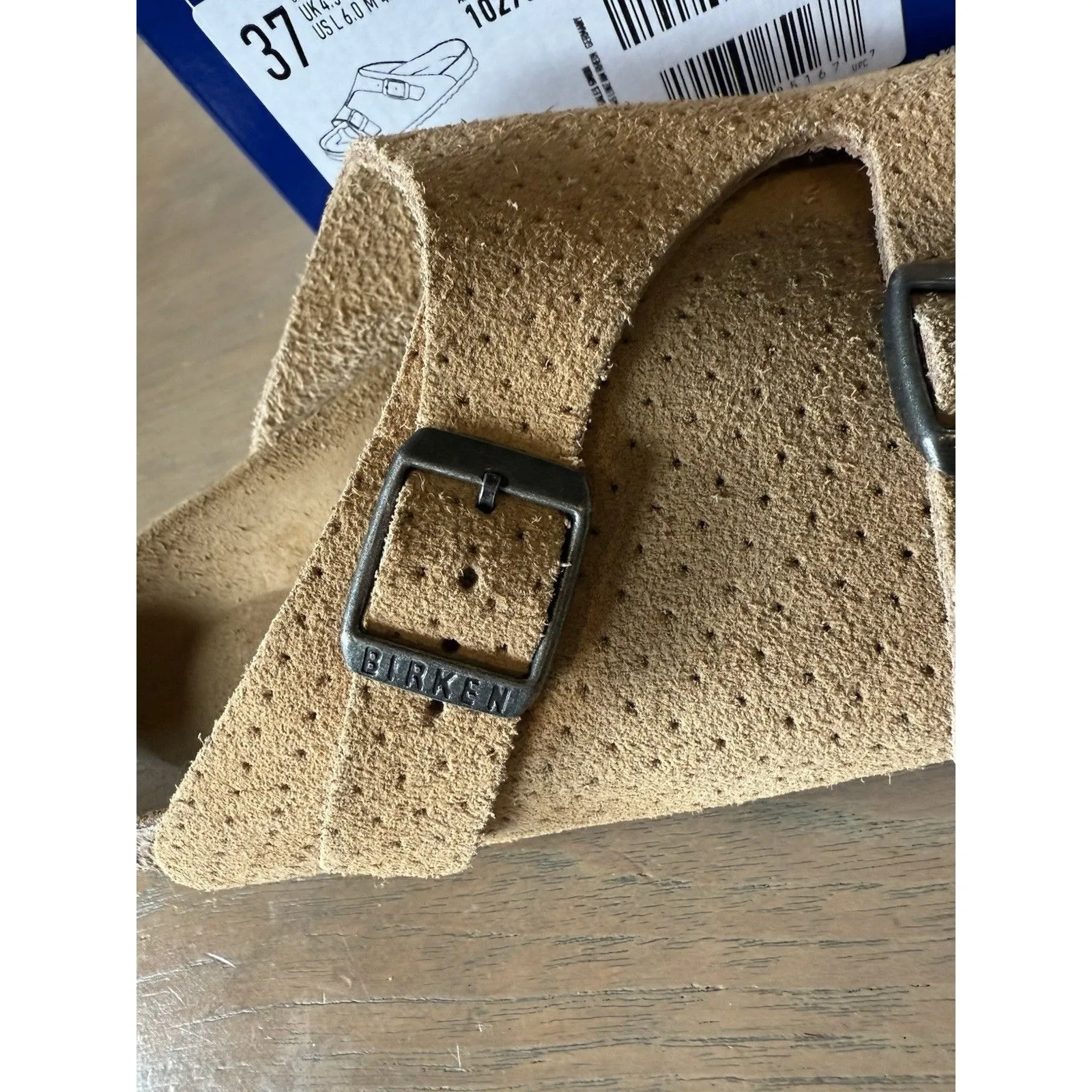 Birkenstock Sandals Size 37 Narrow Zurich BS Slides Suede Dots New Beige NEW - Image 8