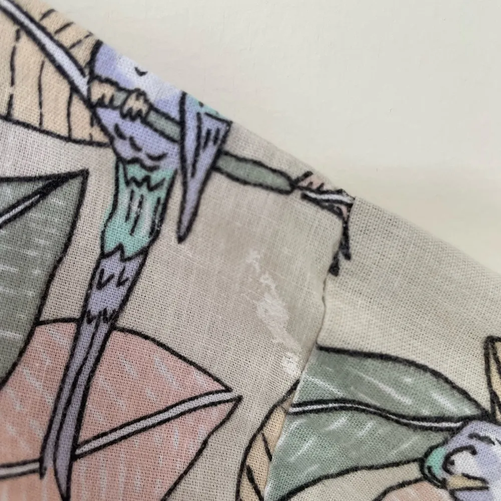 Vintage Tropical Floral Bird Print Button Up Shirt Collared ~ Women’s Size XXL - Image 11