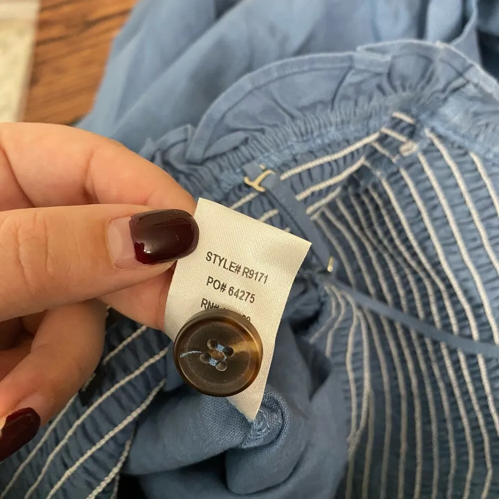 Lulu's Take A Wonder Denim Blue Smocked Linen Blend Wide-Leg Jumpsuit Size XS - Image 9