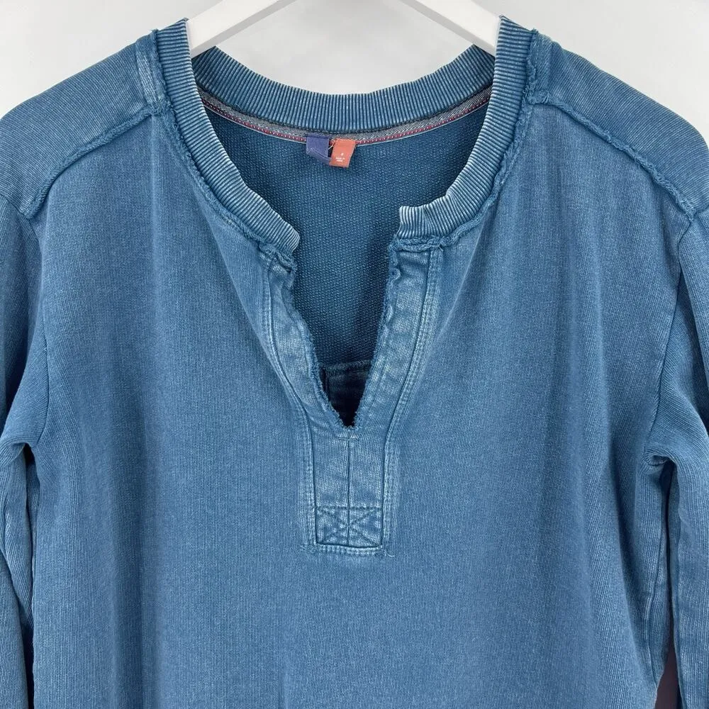 Pilcro Anthropologie Sweatshirt Blue Split Hem Tunic Top 100% Cotton Size Small - Image 4