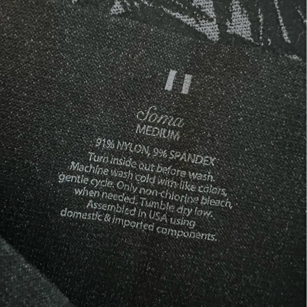 SOMA Black Grey Leaf Print Seamless Cropped Shapewear Leggings High Waisted Sz M - Image 6