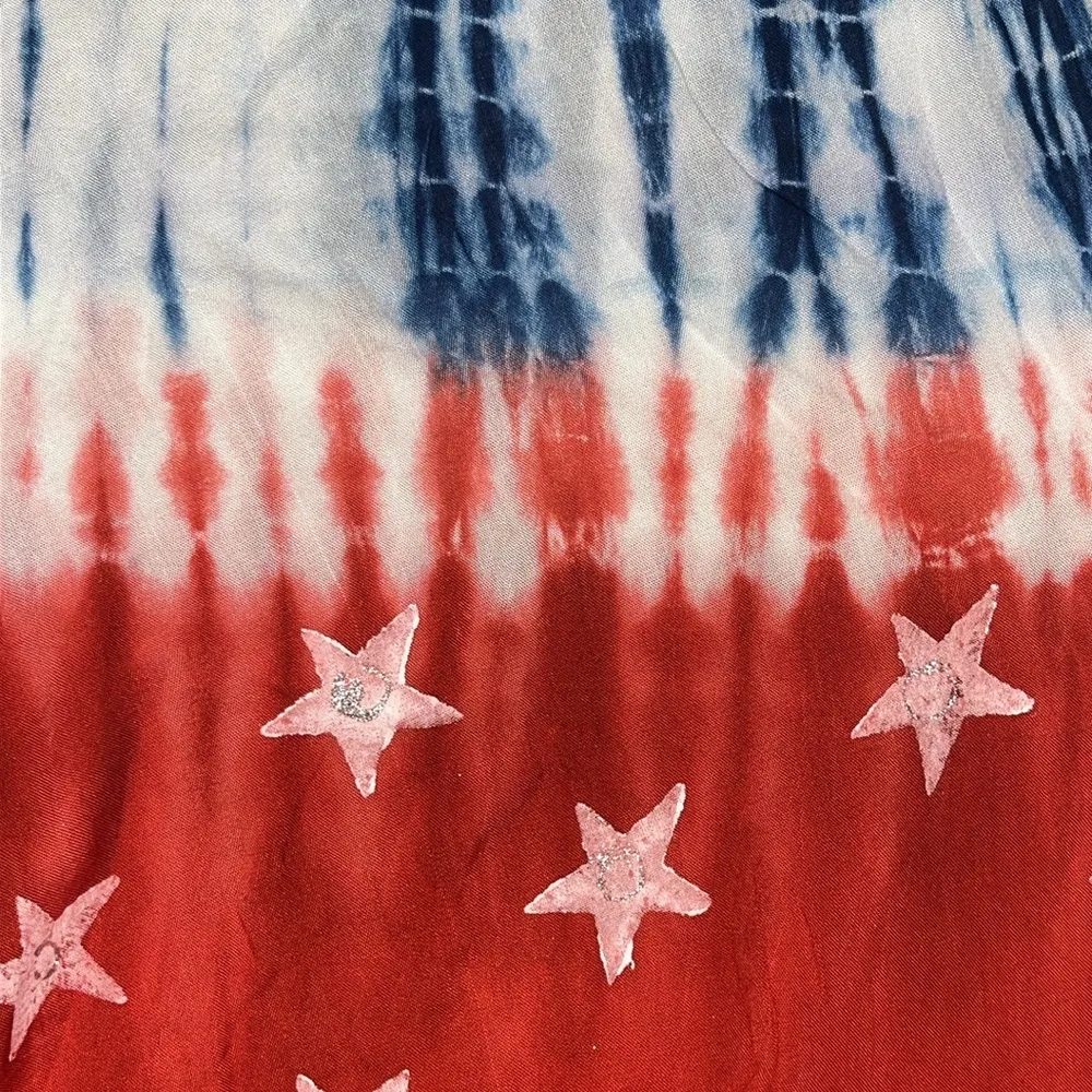 Seven Islands NWT Size 2X Tie Dye American Flag Star Print Tunic Coverup Dress Blue - Image 4