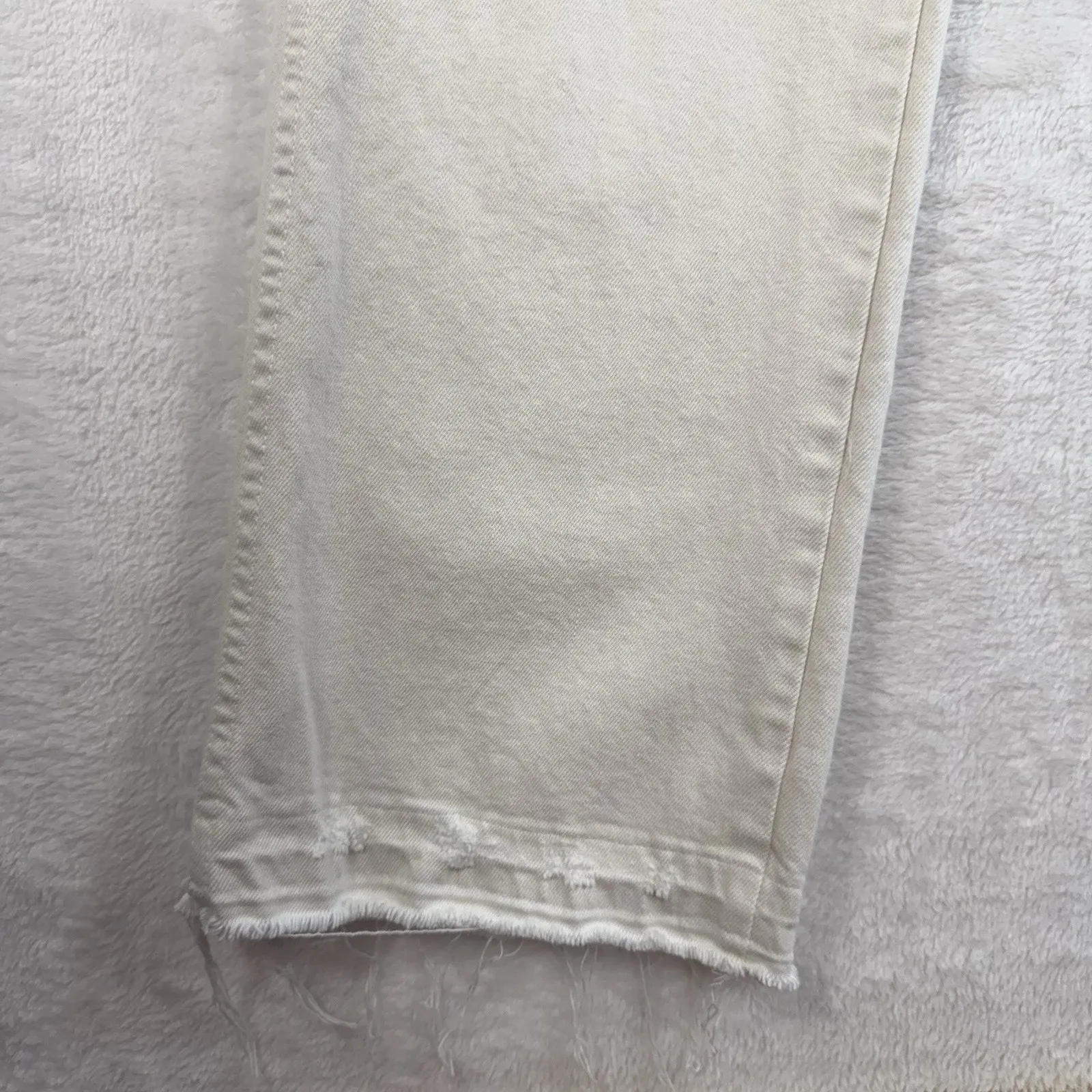 AMO Sz 32 Jeans Bella Released Hem White Oak Straight Leg Denim Boho Grunge - Image 5