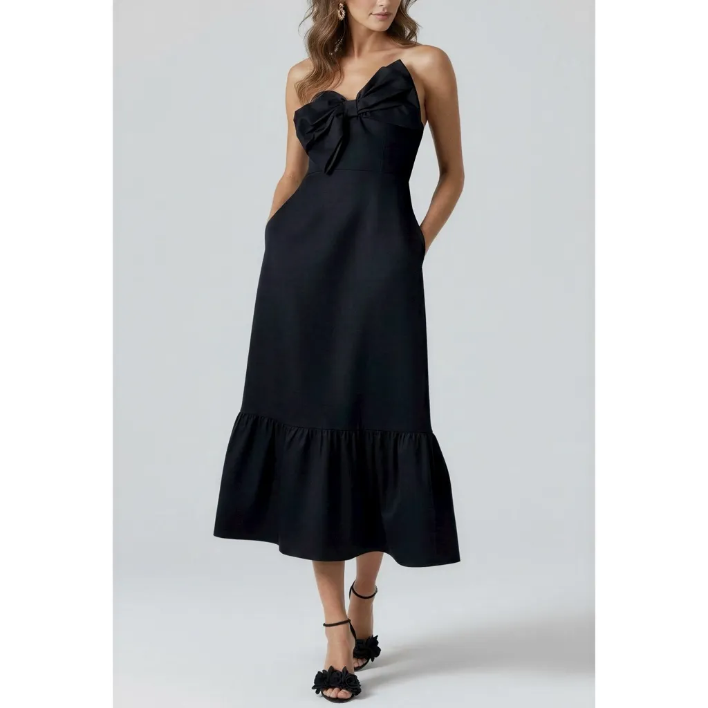 HUTCH x ANTHROPOLOGIE Bow-Tie Strapless Dress, Black, 00 (US Petite) - Image 2