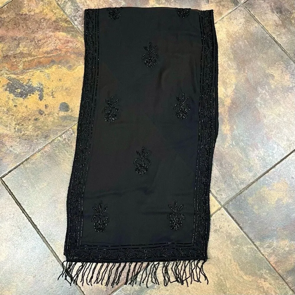 Women’s Black Dress Tank and Floral Beaded Scarf 22W - Image 9