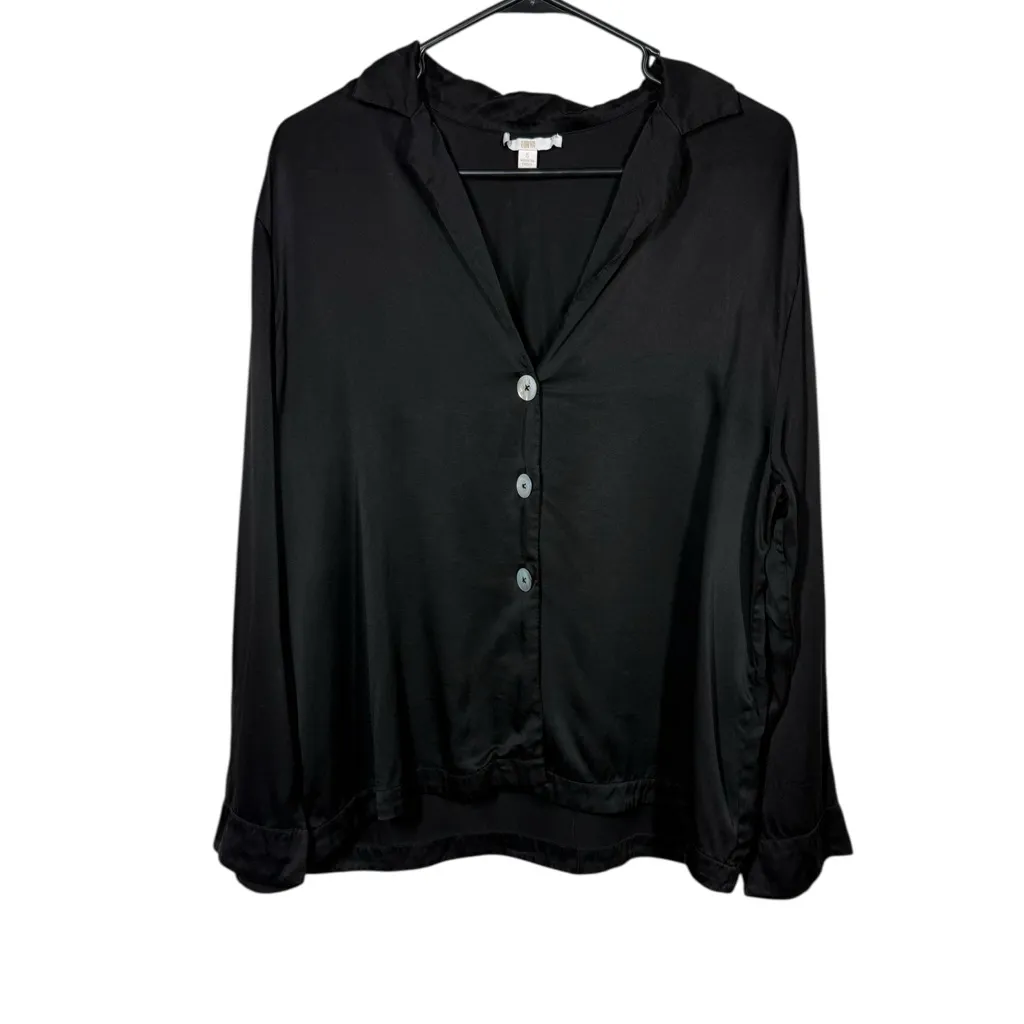 Lunya Washable Silk Long Sleeve Top Size Small Black - Image 4