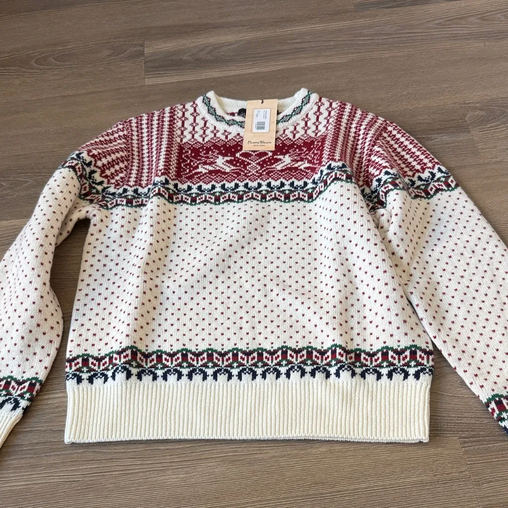 NWT ROWING BLAZERS CASHMERE NORDIC FAIRISLE SWEATER CREAM Size XS - Image 5