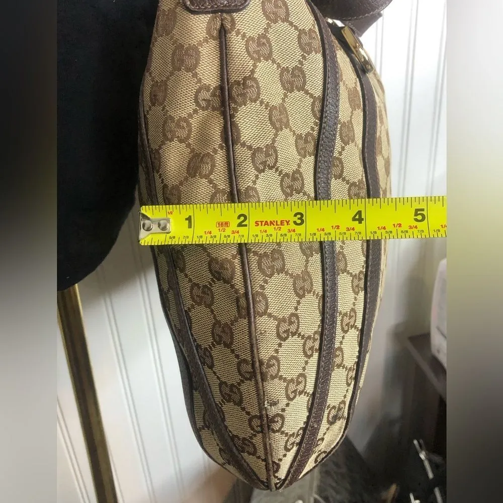 GUCCI GG Monogram Canvas and Brown Leather Accent Top Handles Crossbody Bag - Image 10