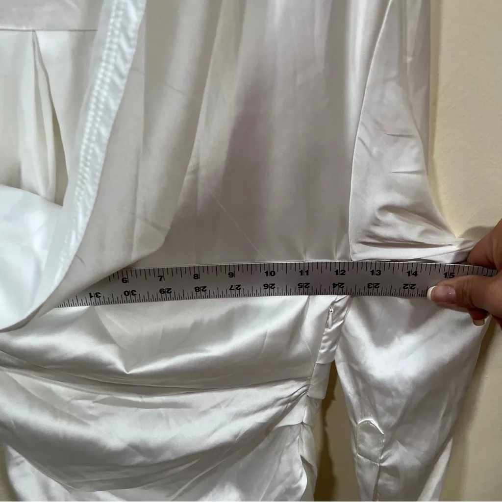 NWOT Atoir silky ruched shirt dress white size 4 wrap A line sheath dress - Image 6