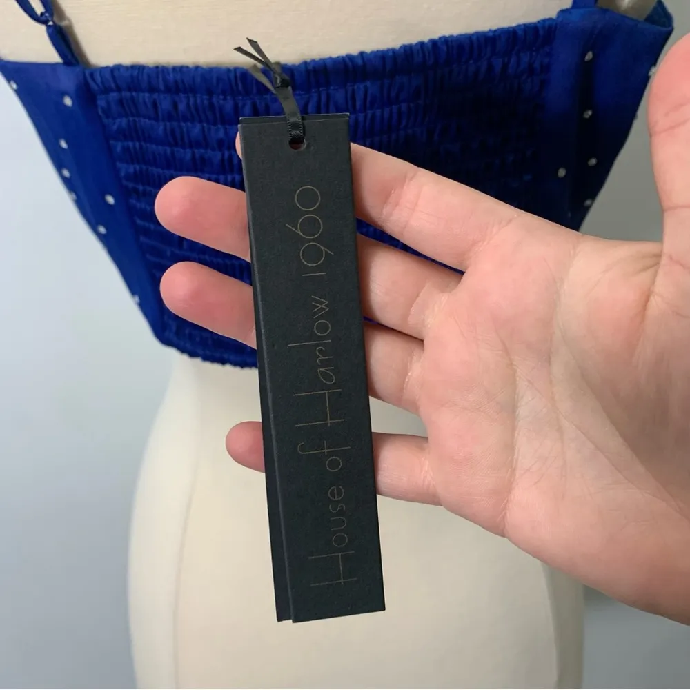 1960 rhinestones crop top blue size M - Image 3