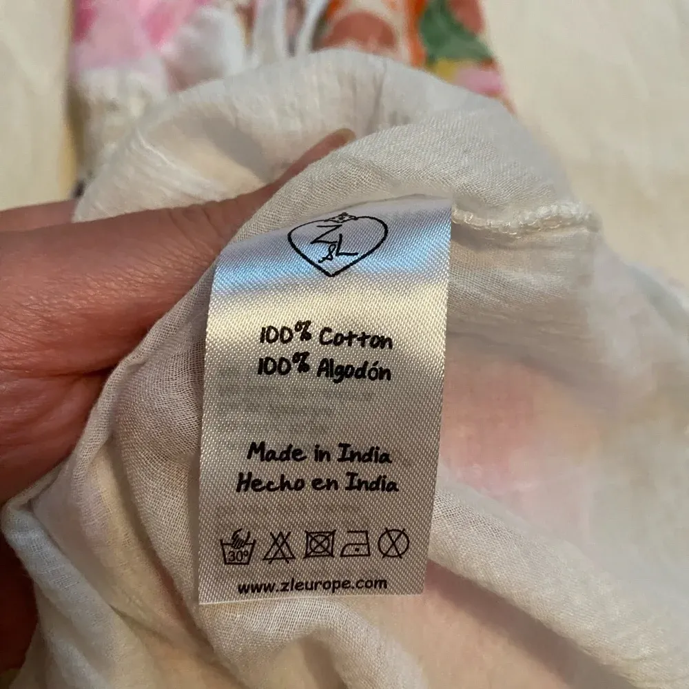 White‎ Ruffled Patchwork Sundress with Spaghetti Pom Pom Straps and Ruffle Sz S White - Image 7