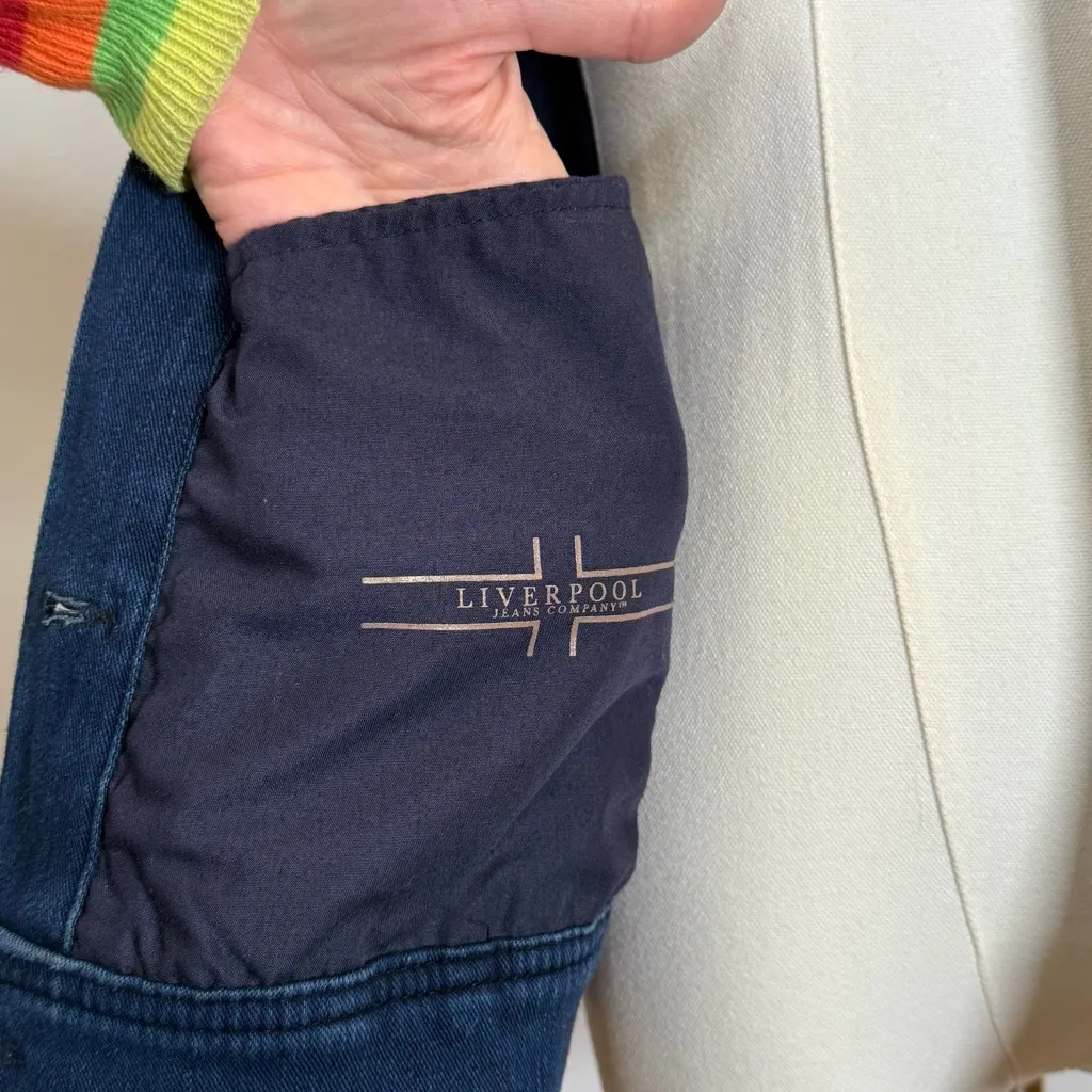 Liverpool Los Angeles Dark Americana Denim Jean Jacket Women’s Size Medium - Image 9