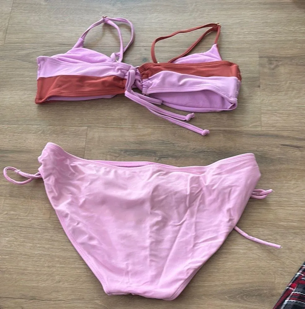 Pinkish purple and brown Strappy Bikini Set Size XL - Image 2