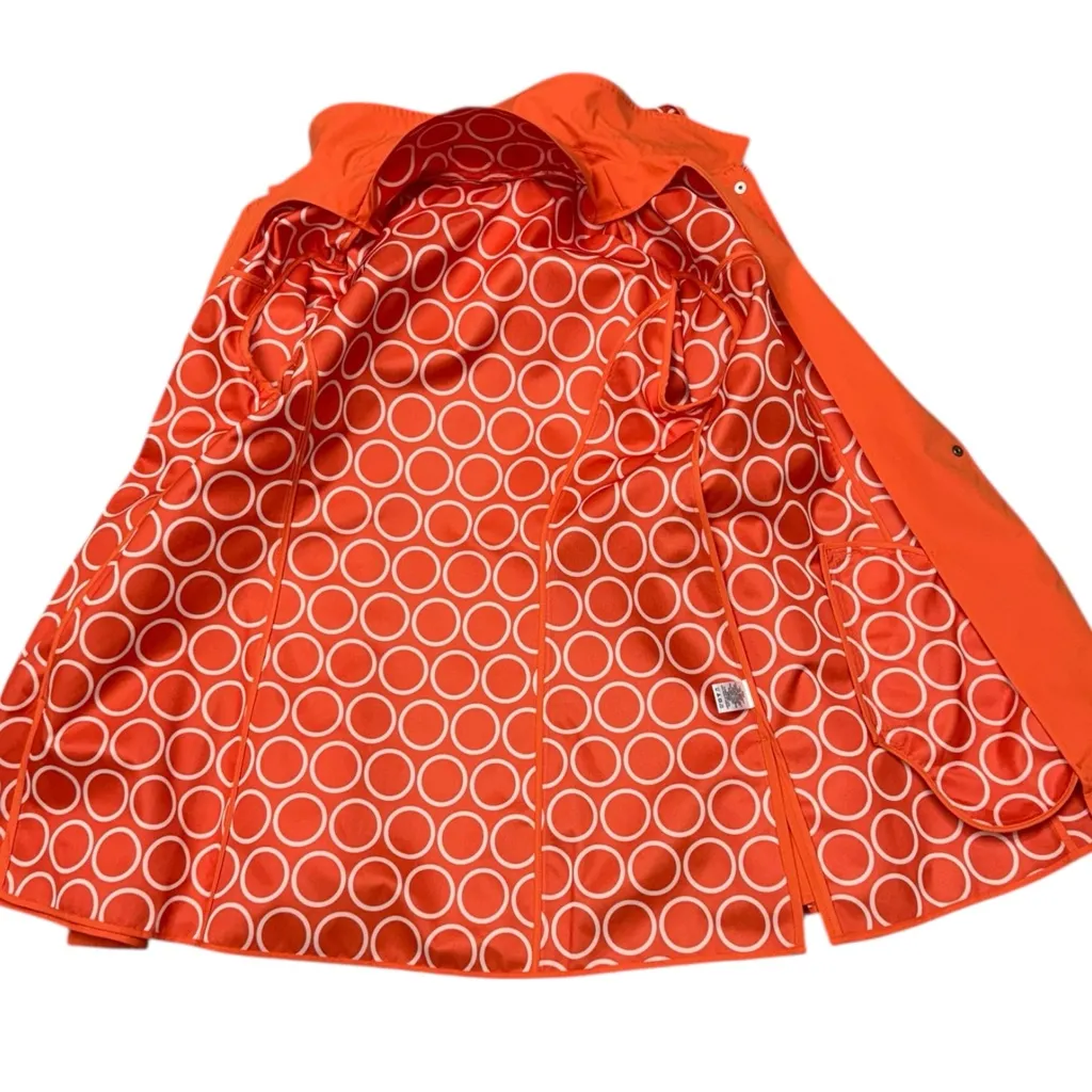 Dennis By Dennis Basso Bright Orange Hooded Zip Front Rain Coat Size Medium - Image 9