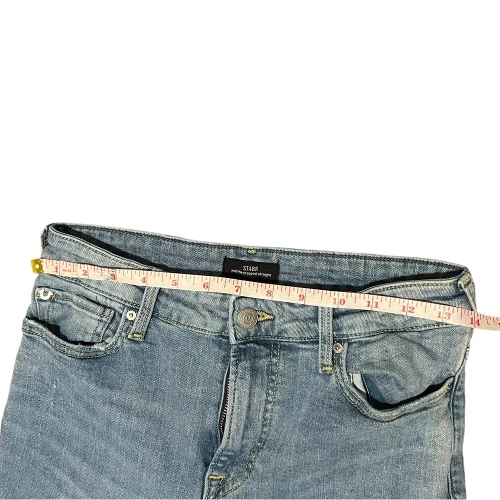 True Religion Starr distressed mid rise cropped straight denim jeans size 28 y2k - Image 14