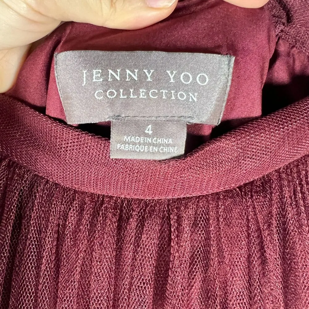 Jenny Yoo Tulle Maxi Skirt Womens 4 Burgundy Wedding Whimsigoth Fairy Balletcore - Image 2
