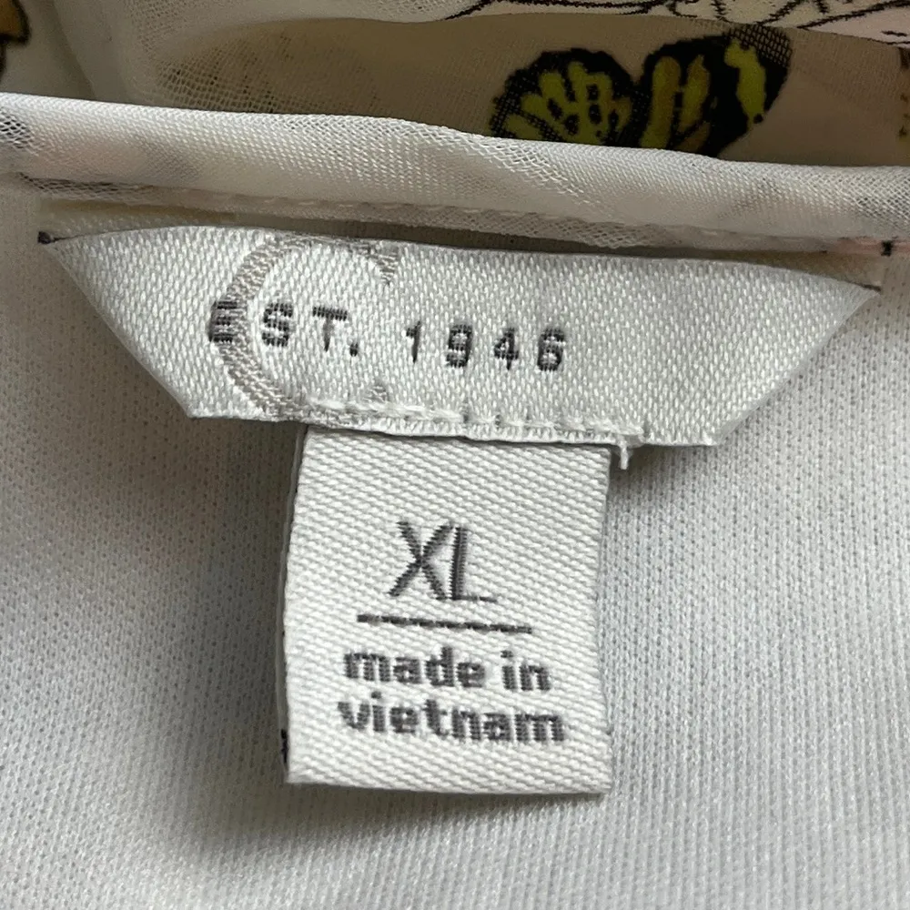 Charming Charlie Dress Blouson Bell Sleeve Cream Pink Floral Women’s Size XL - Image 9