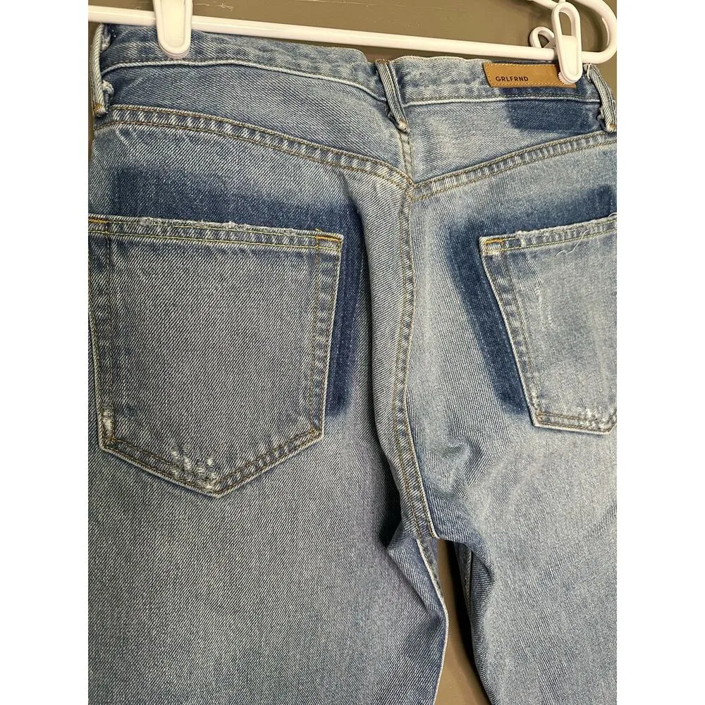 GRLFRND Karolina Butterfly Button Raw Hem Light Wash Jeans Size 27 - Image 6
