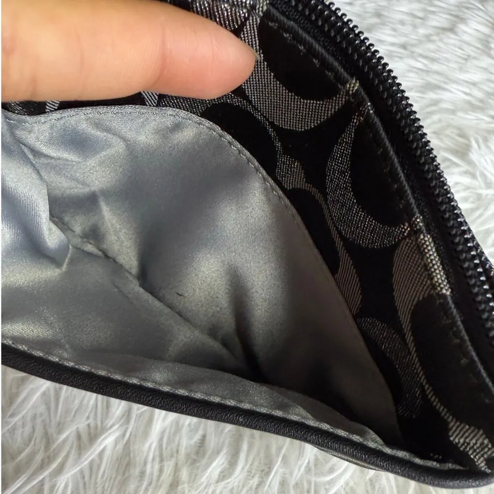 COACH Black Silver Signature Canvas Wristlet - Image 4