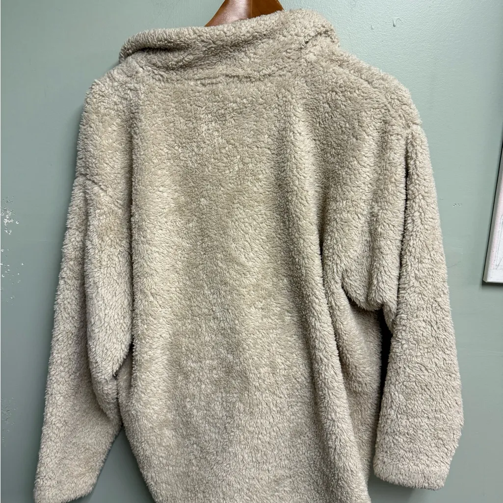 Express Cream Fleece Quarter-Zip Sweatshirt - Image 6
