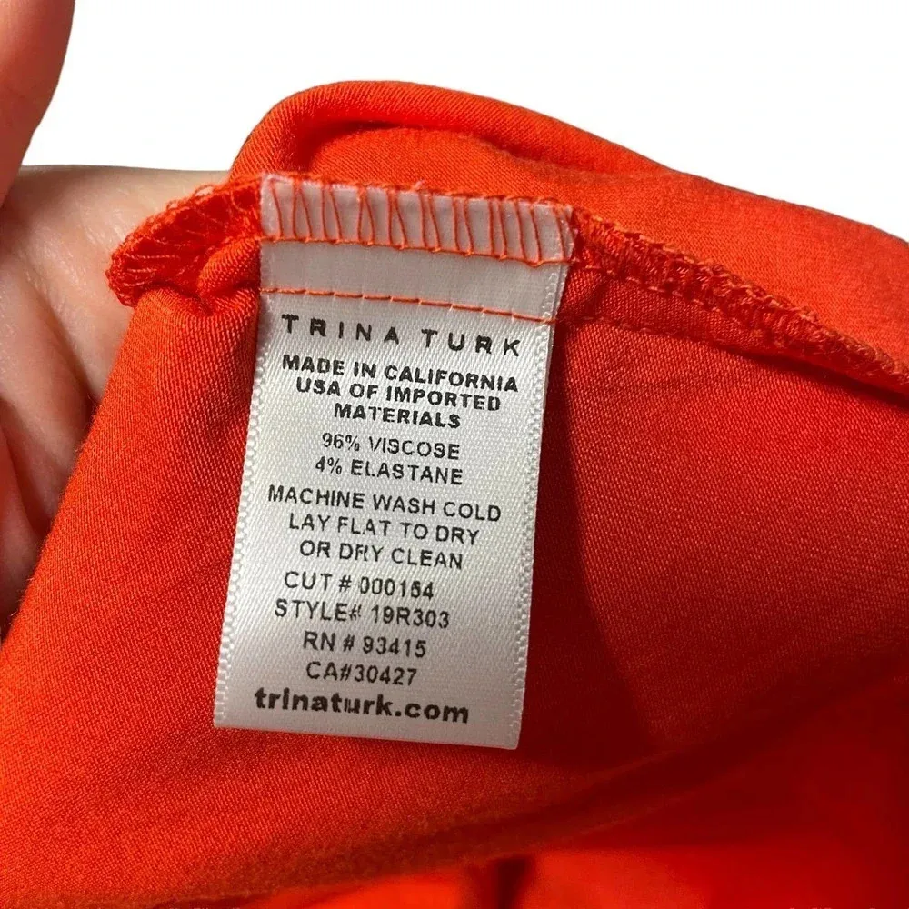 Trina Turk Bird of Paradise Dress Fringe Sleeve Tiger Lily Orange Size XS‎ - Image 13