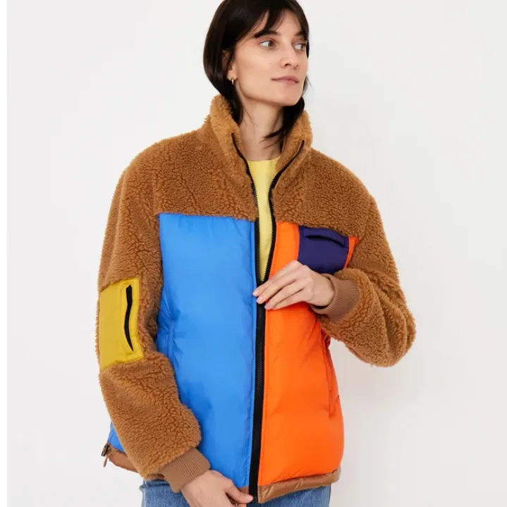 KULE “The Krispie” Colorblock Sherpa Chestnut Jacket Brown - Image 2
