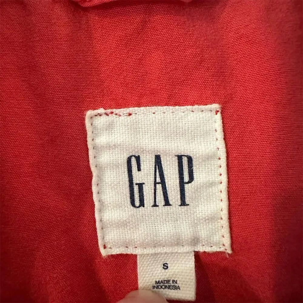GAP Women's Cherry Red Spring Utility Jacket S with Cinch Waist & Pockets - Image 6