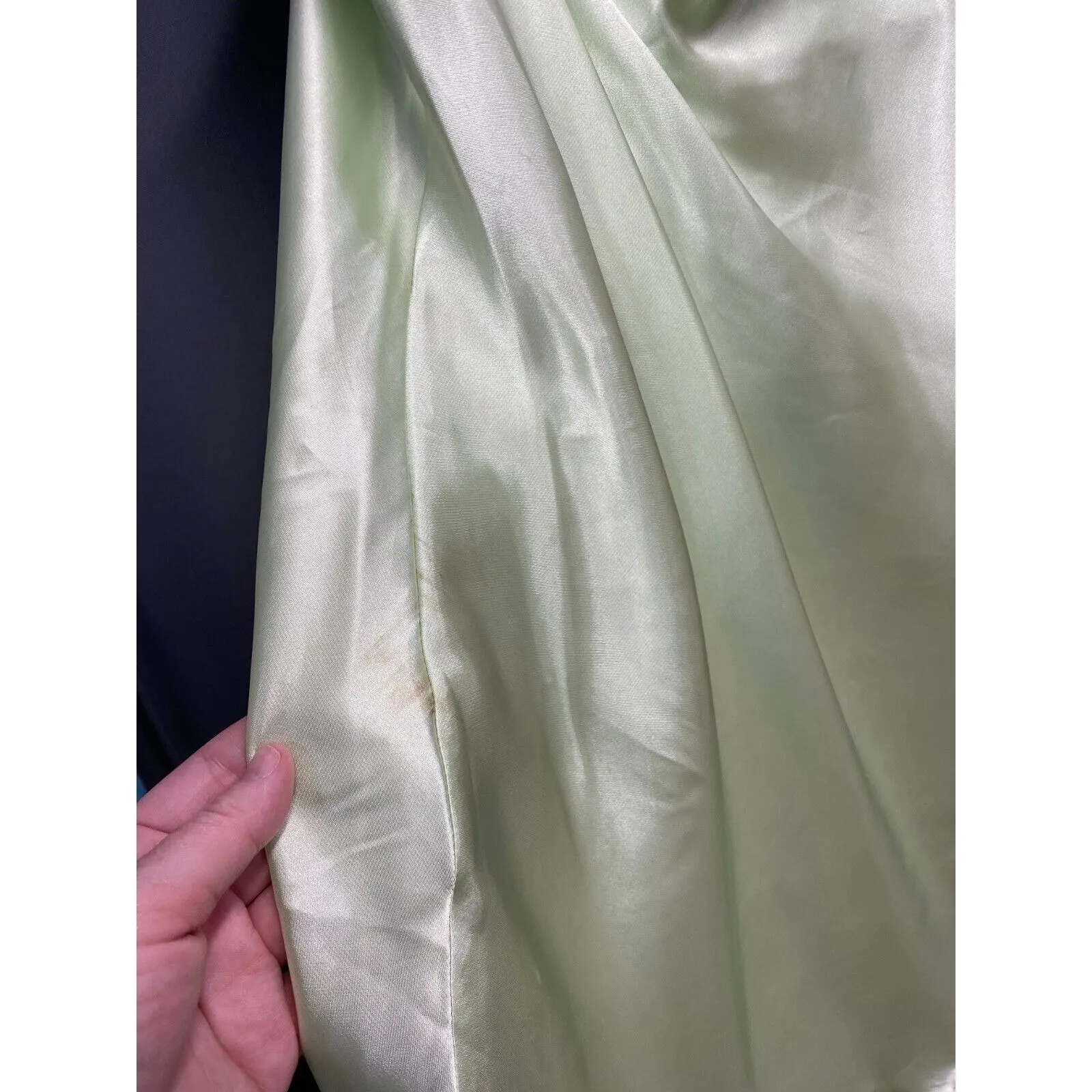 Bebe Mini Slip Dress Women XL Green Satin Sleeveless Spaghetti Strap Hipster B55 - Image 5