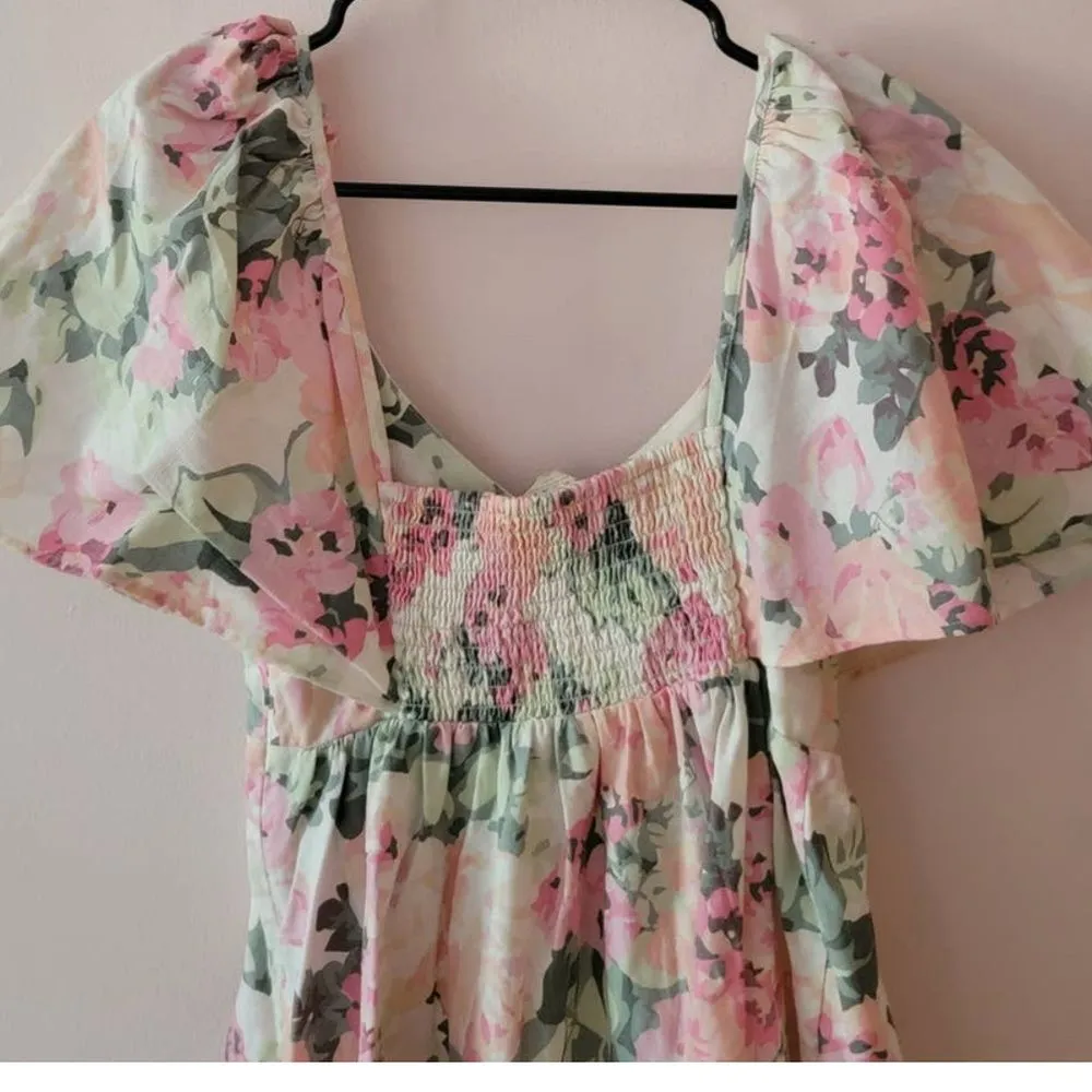 Sézane NWT Emeline Linen Midi Short Sleeve Floral Midi Dress in Romantic Flowers - Image 8
