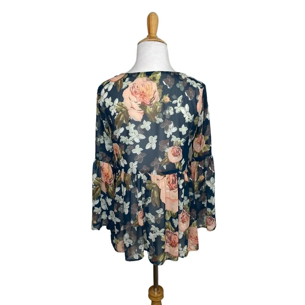 Show Me Your Mumu Poet Tie Top in Fall In Love Floral Print Blouse Size S Small - Image 3