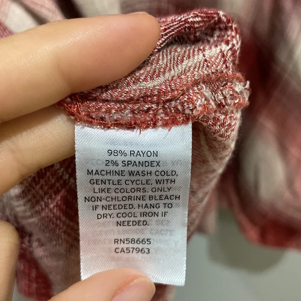 Melrose & Market Red Plaid Long Sleeve Wrap Mini Dress Size S - Image 5