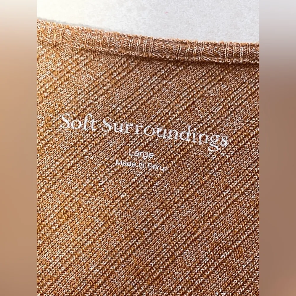 Soft Surroundings Women's 3/4 Sleeves Maxi Ribbed Stretchy Dress Tan Rust Size L - Image 7