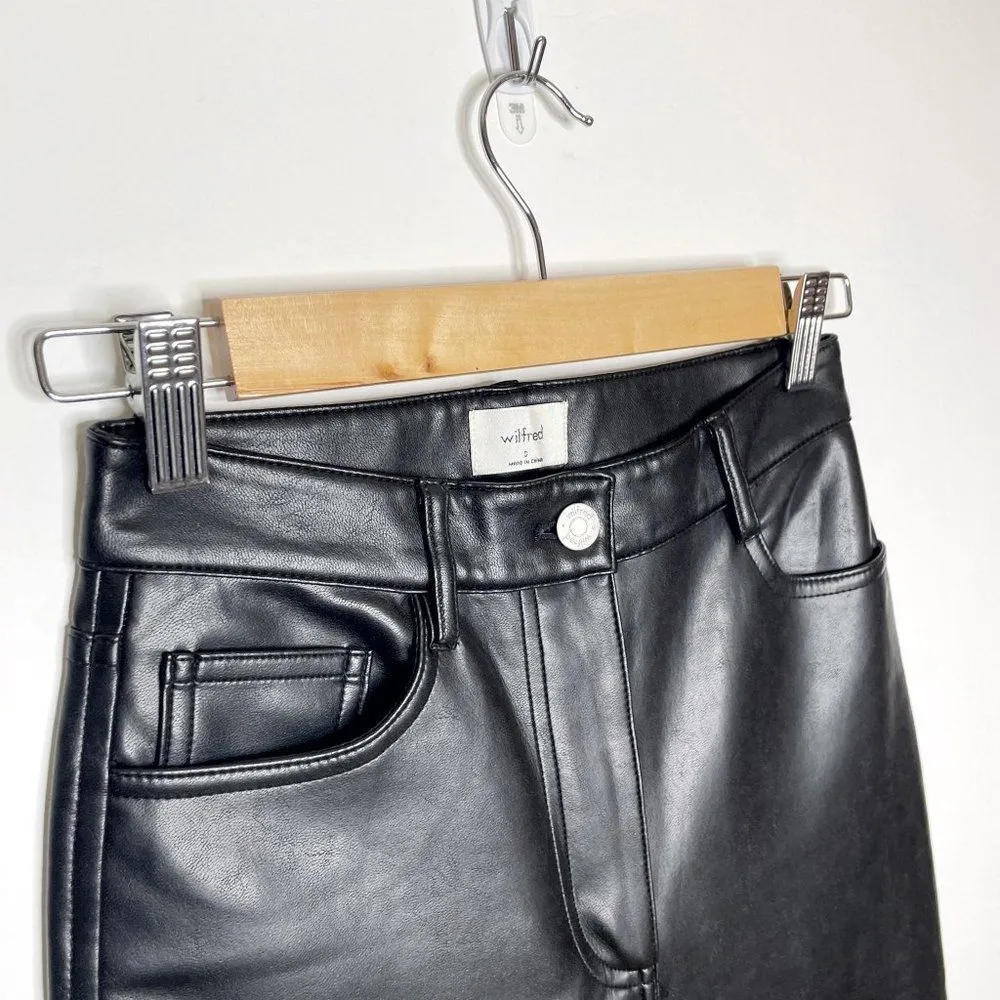 Wilfred Aritzia Melina High Rise Faux Leather Straight Pants Black Size 0 - Image 5