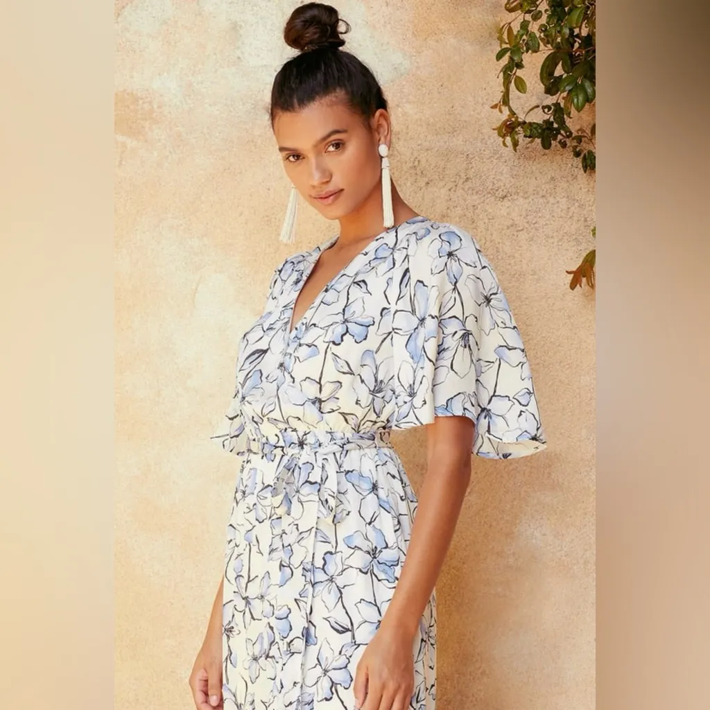 Lulus | True Masterpiece White Floral Print Satin Wide-Leg Jumpsuit - NWT - Image 2