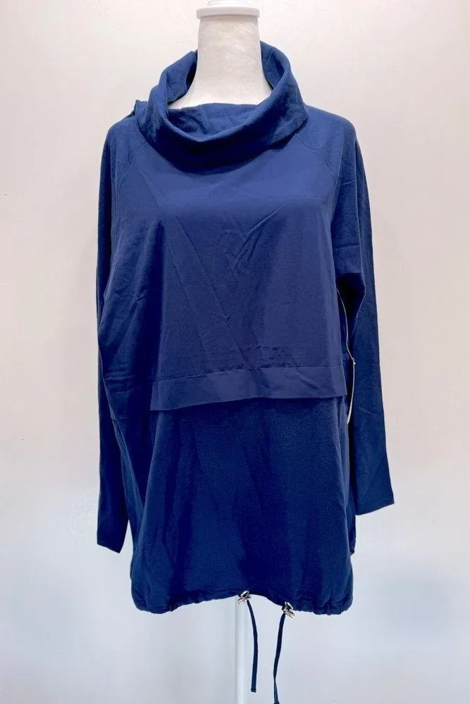 Chico’s Zenergy Mixed Knit Pullover Long Sleeve Top in Tonga Navy Blue 1/M - Image 2