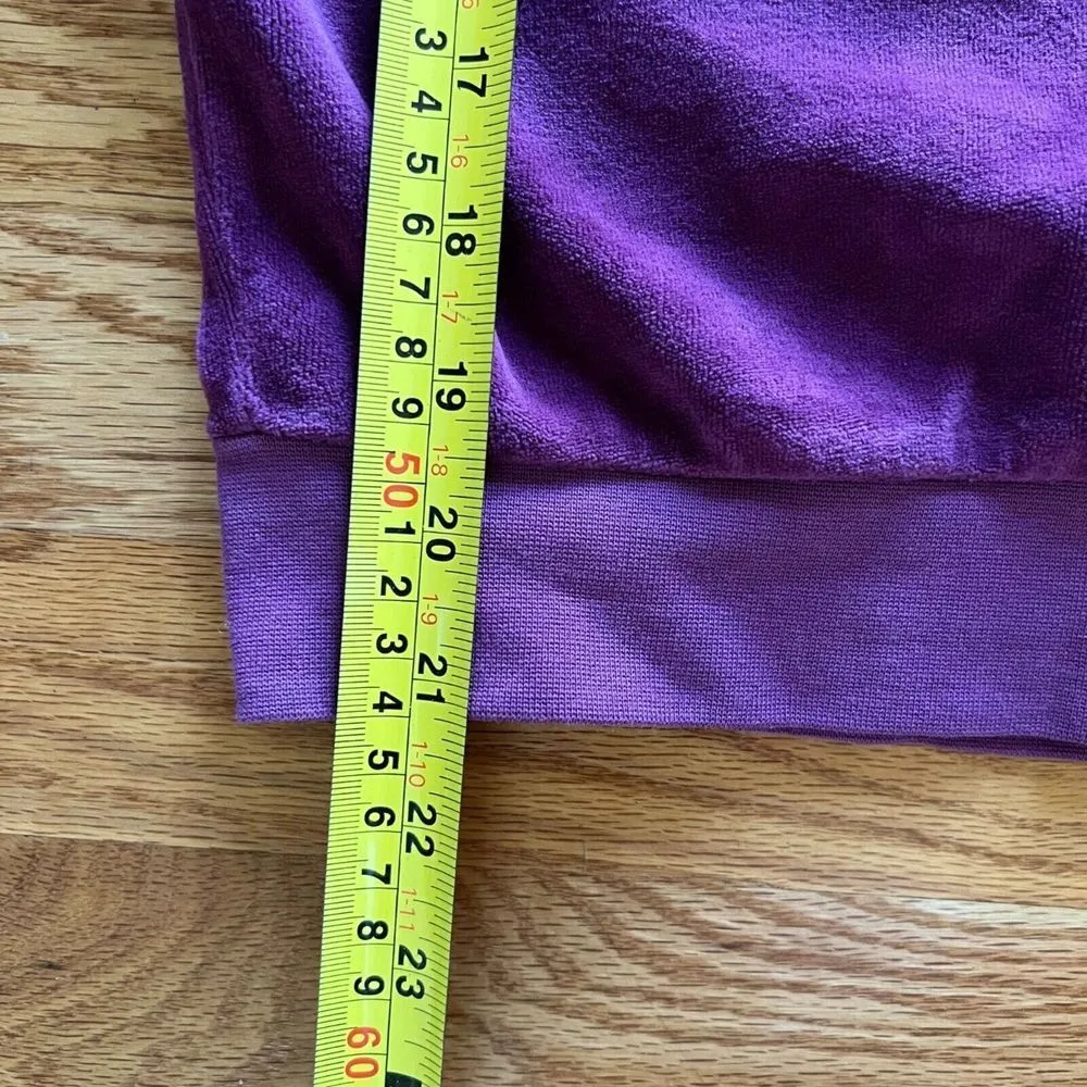 Suzie Kondi The Samos Burgundy Velour‎ Velvet Sweatshirt Pullover Athleisure Med Red - Image 11