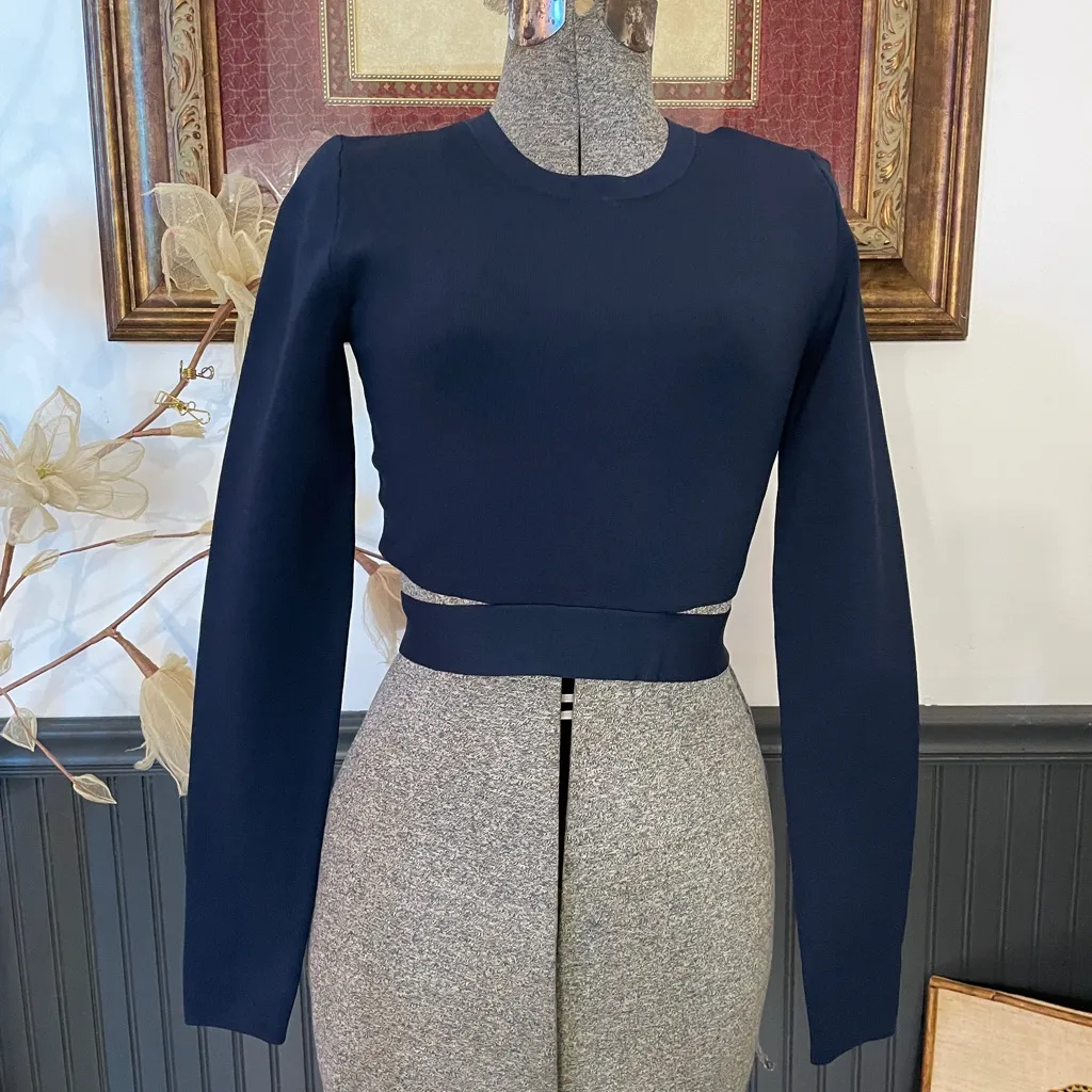 NWT Aritzia Ten by Babaton Retrospect Sweater Strip Cut Out Cropped Top Sz M 💛🎀 - Image 5