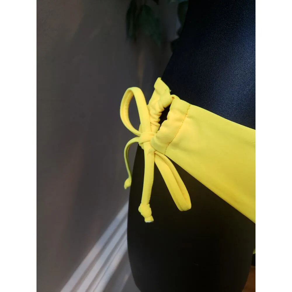 Women's 2 Piece Swimsuit Large Yellow Stretch Triangle Backless Halter Neck - Image 7