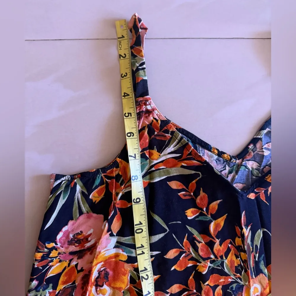 MSK brand maxi dress, size large, with a black background and a floral pattern Blue - Image 12